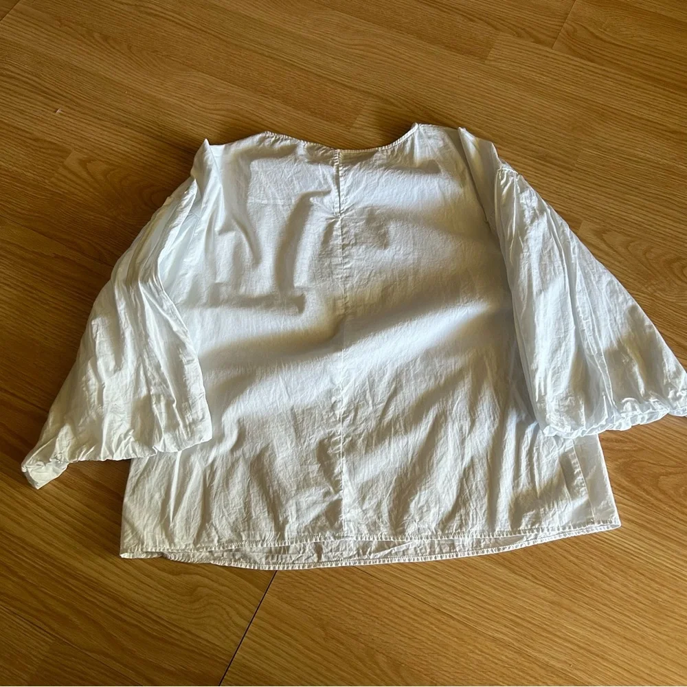 Zara White Billowy Voluminous Puff Sleeves Top Small